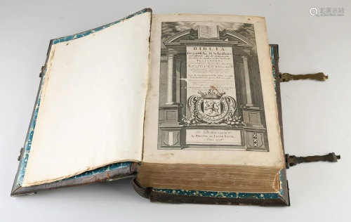 Antique Dutch state bible by Pieter Keur 1736 in