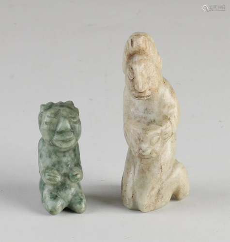 Two pre-Columbian natural stone figures. Once