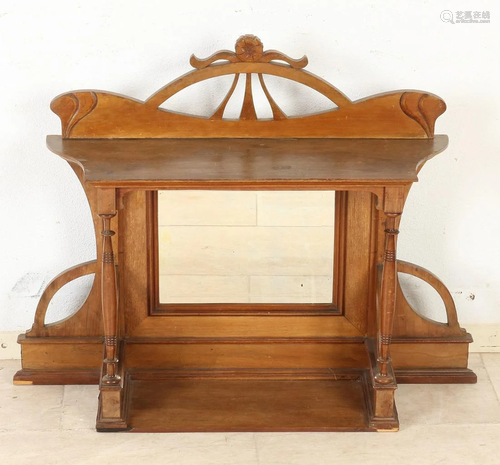 Antique German walnut vertico upstand. Jugendstil.