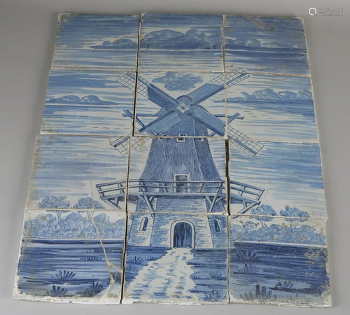 18th - 19th century 12-pass tile tableau with