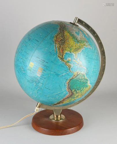 Illuminated globe on wooden base. Scan-Globe A/5