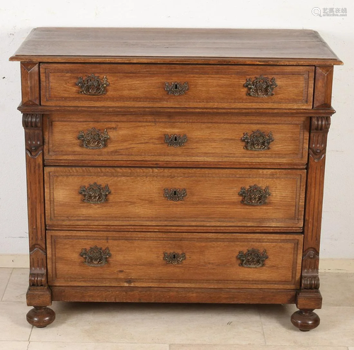 Antique German oak GrÃ¼nderzeit chest of drawers with