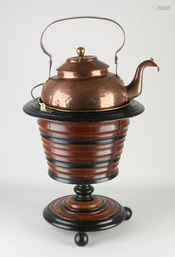 19th century Dutch tea stove with copper kettle.