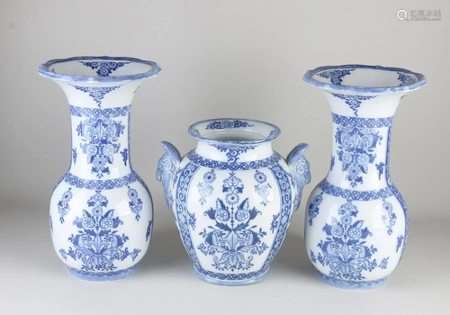 Three-piece Dutch Petrus Regout Maastricht ceramic