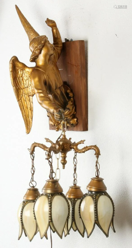 Italian wall lamp with angel and flower-shaped