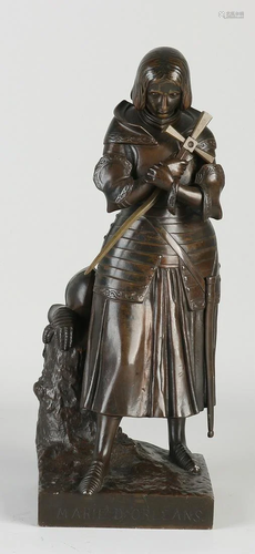 Antique French bronze figure. Marie d'Orleans (Jeanne