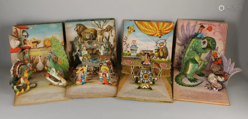 Four old pop-up children's books. 1x Tip + Top 'On the