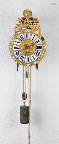 Large 18th century French lantern clock with gilt dial