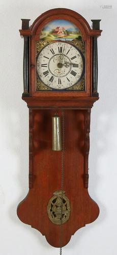 Early 19th century oak Frisian tail clock with alarm