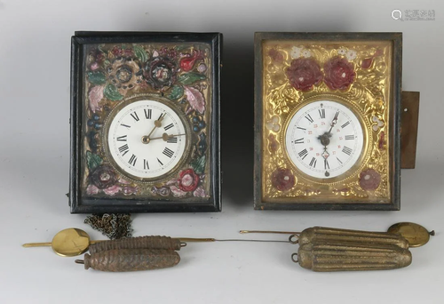 Two 19th century Black Forest wall clocks with weights