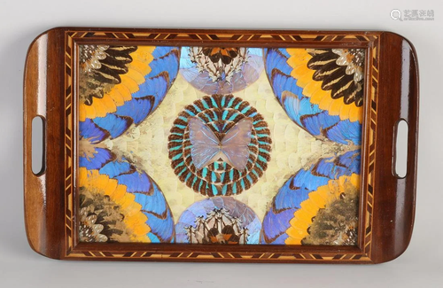 Mahogany presentation tablet with intarsia and tropical