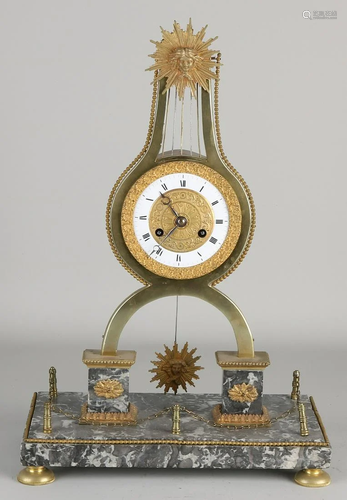 Antique French Louis Seize bow mantel clock. Circa