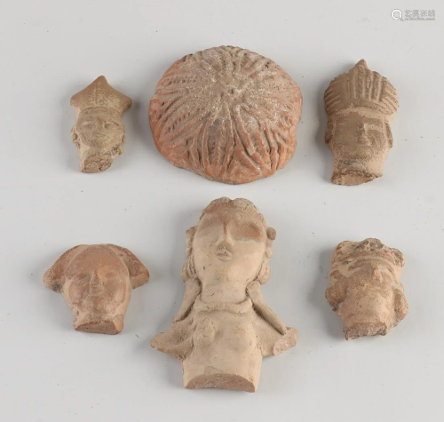 Six antique Nishapur terracotta ornaments/plaques.