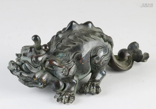 Ancient Chinese bronze fable figure, Qilin. Detailed.