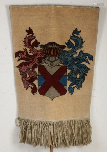 1930s tapestry with noble family coat of arms.