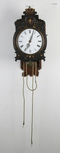 French wood-carved and polychrome wall clock with half