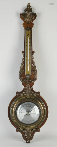 Mahogany barometer with brass. Second half of the 20th