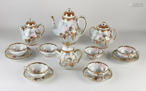 Antique nine-piece Japanese eggshell porcelain tea set.