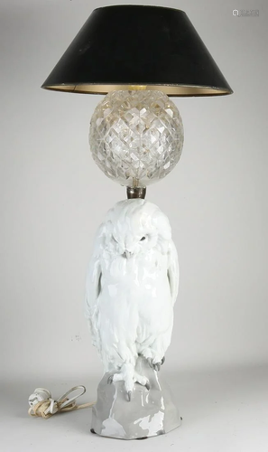 Large porcelain table lamp with crystal (owl).