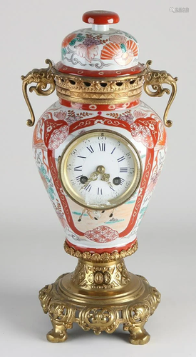 19th century Japanese Imari porcelain mantel clock with