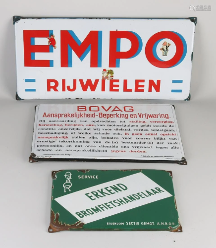 Three original Dutch old enamel advertising shields.