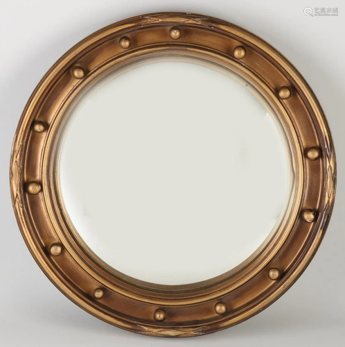 Antique English mirror with bronze-coloured wooden