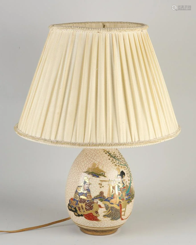 Japanese Satsuma lamp with figures and gold decor. 20th