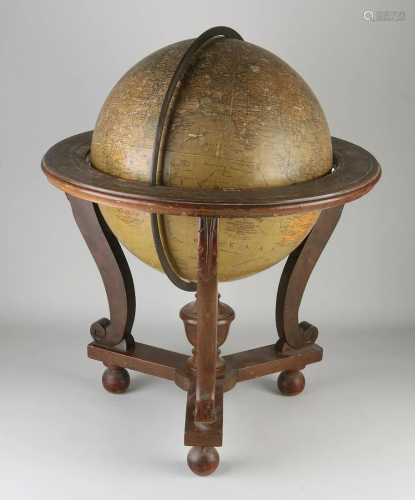 Antique world globe. by dr. R. Neuse. Dutch adaptation