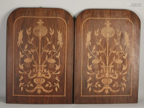 Two antique rosewood panels with Jugendstil floral