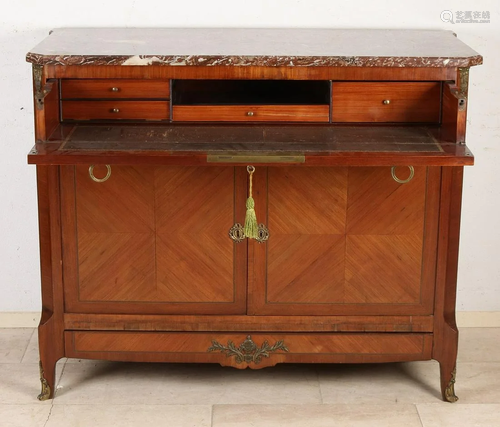 19th century French rosewood writing desk with marble