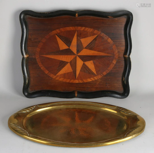 Two antique trays. 1x 19th century, with various types