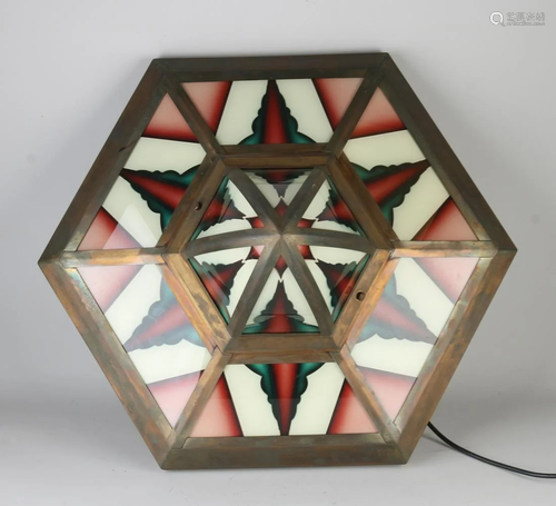 Large Amsterdam School Art Deco style ceiling lamp.