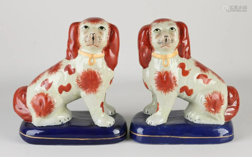 Two old English ceramic Staffordshire dogs. 20th