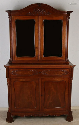 Dutch mahogany mirror bonheur. Circa 1860. Light veneer