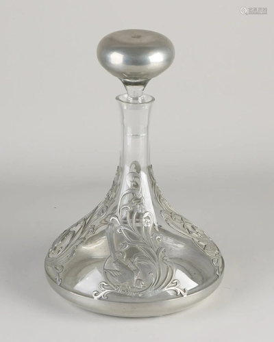 La Rochelle France Jugendstil decanter with metal