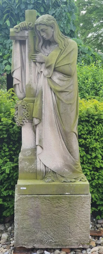 Very large 19th century sandstone statue of the Virgin