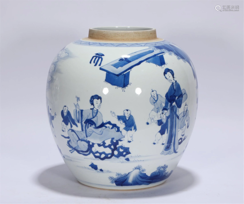 Blue and White Figural Jar Qianlong Style