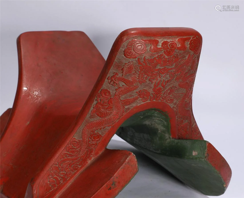 A Cinnabar Lacquer Saddle Qing Style