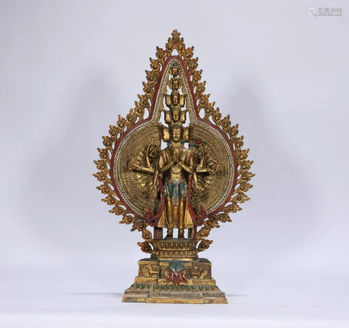 Bronze Gilt Multi Hands Guanyin Qing Style