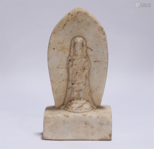 Carved Marble Standing Avalokitesvara North Qi Style