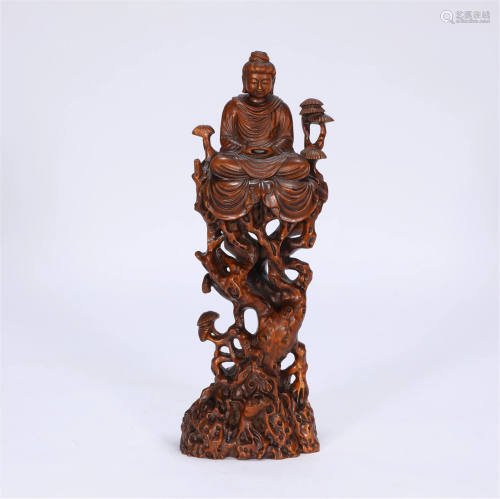 A Carved Boxwood Bodhisattva Qing Style
