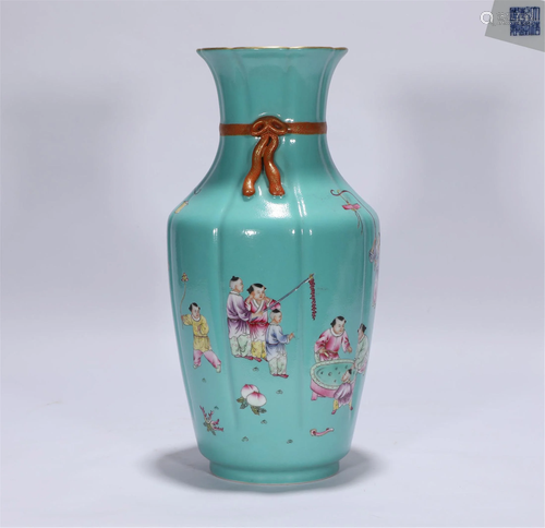 Famille Rose Vase Qing Style