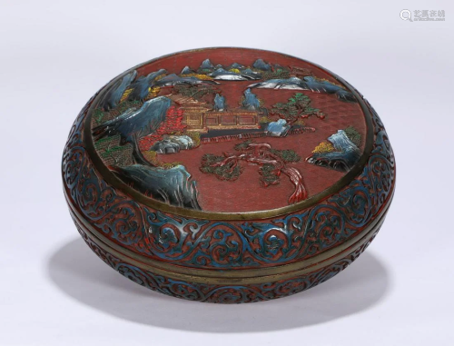 A Polychrome Painted Cinnabar Lacquer Box Qianlong