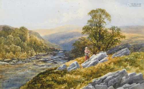 William Whitby (19th century) A female figure on a rocky riv...