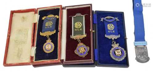 Three silver Grand Lodge of England medals,