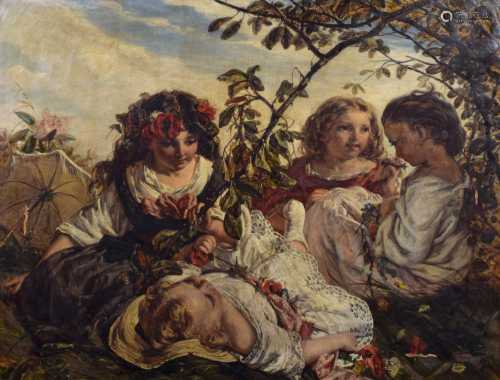 Frederick Charles Underhill (1832-1896) Young girls playing ...
