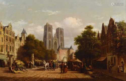 Andries Scheerboom (1832-c.1880) A Continental Street Market...