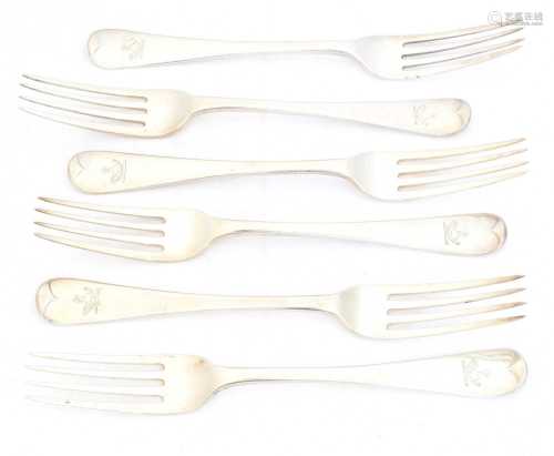 Six Victorian dinner forks