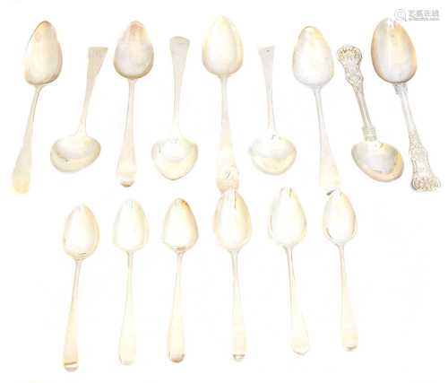 A selection of George III and later spoons,