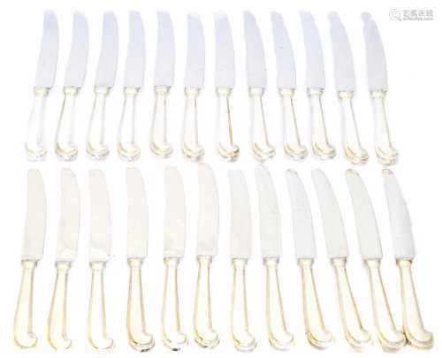 A set of Elizabeth II silver handled knives